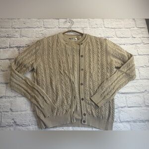 Vintage Mel & Lisa Beige Silk Cable Knit Sweater and Cardigan Set. Size S.